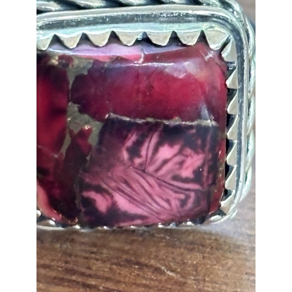 New Sterling Silver & Kingman Rose Dalia Square Ring Size 8 - Picture 2 of 6